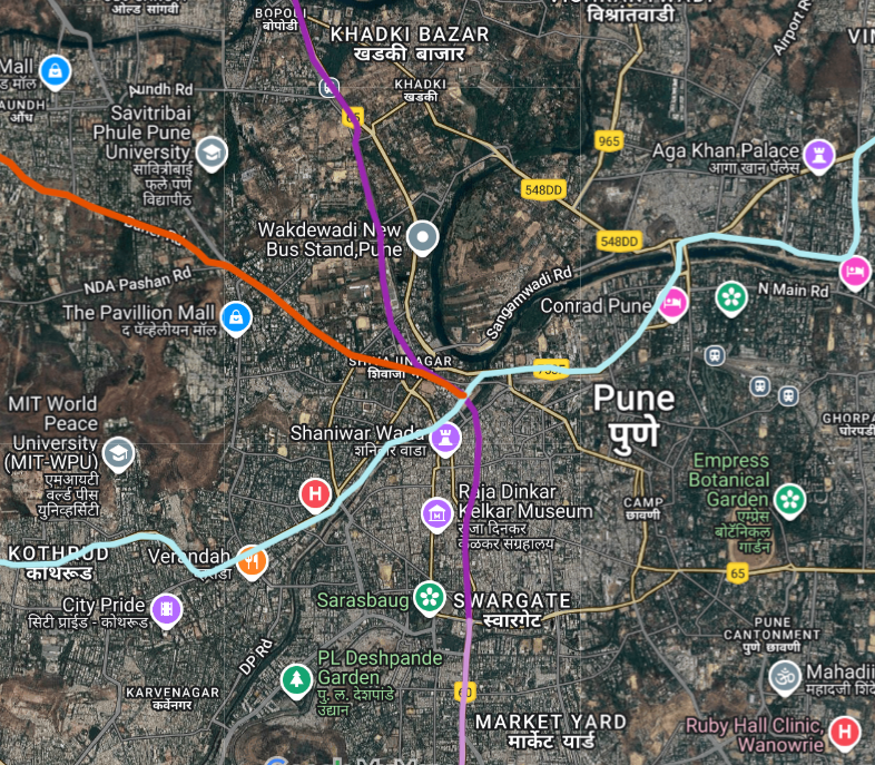 Pune Metro Geographical Route Map